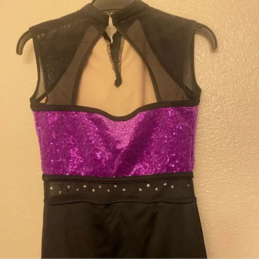WEISSMAN Dance Costume unitard black purple Cold Hearted Snake 14693 SA adult
